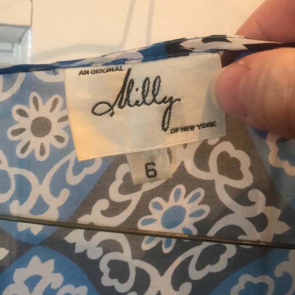 Milly Size 6 Flutter Sleeve Silk Top w/ tank liner - Picture 3 of 6